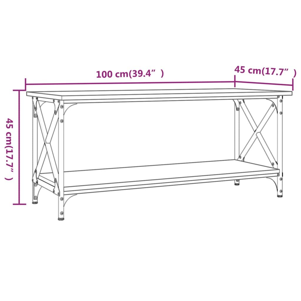 Τραπεζάκι Σαλονιού Γκρι Sonoma 100x45x45 εκ Επεξ Ξύλο + Σίδηρος