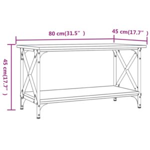 Τραπεζάκι Σαλονιού Μαύρο 80x45x45εκ. Επεξεργασμένο Ξύλο+Σίδηρος