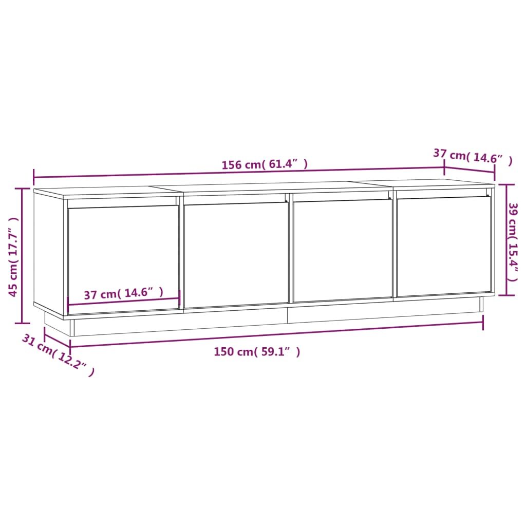 Έπιπλο Τηλεόρασης Καφέ Μελί 156x37x45 εκ. από Μασίφ Ξύλο Πεύκου