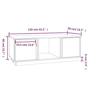 Τραπεζάκι Σαλονιού Γκρι 110x50x40 εκ. από Μασίφ Ξύλο Πεύκου