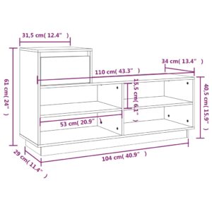 Παπουτσοθήκη Μαύρη 110 x 34 x 61 εκ. από Μασίφ Ξύλο Πεύκου