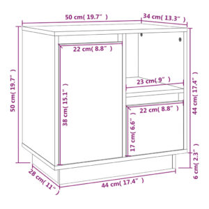 Κομοδίνα 2 τεμ. 50x34x50 εκ. από Μασίφ Ξύλο Πεύκου