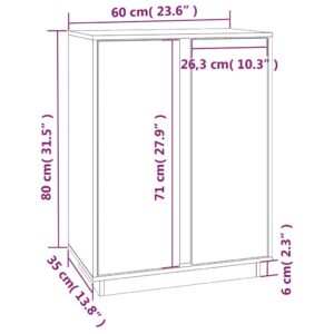 Συρταριέρα Λευκή 60x35x80 εκ. από Μασίφ Ξύλο Πεύκου