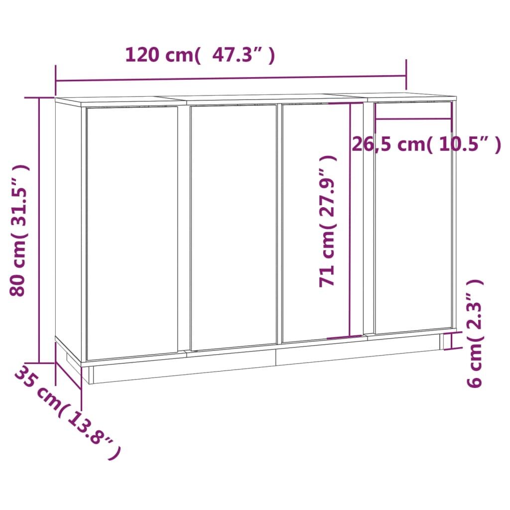 Συρταριέρα Γκρι 120 x 35 x 80 εκ. από Μασίφ Ξύλο Πεύκου