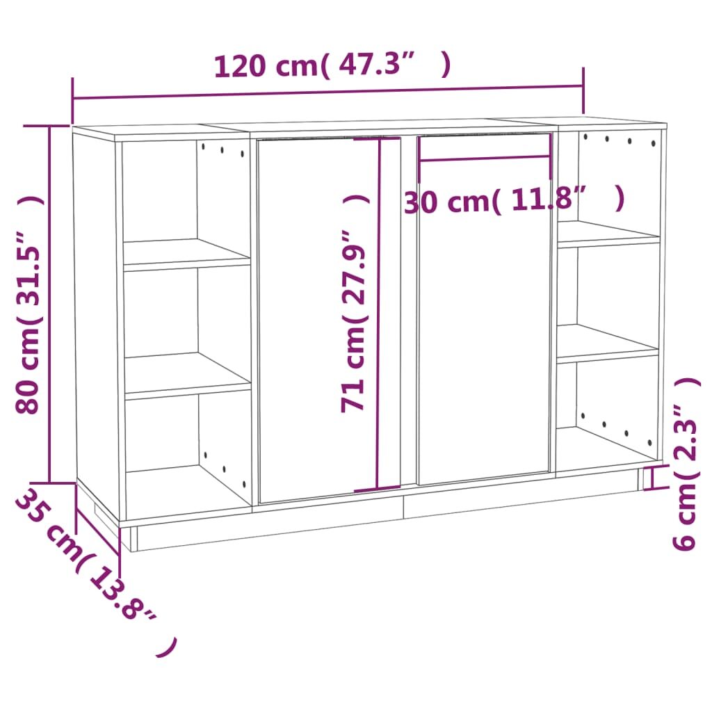 Ντουλάπι Καφέ Μελί 120x35x80 εκ. από Μασίφ Ξύλο Πεύκου