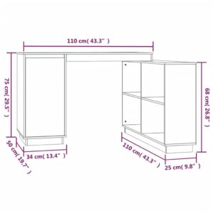 Γραφείο Καφέ Μελί 110x50x75 εκ. από Μασίφ Ξύλο Πεύκου