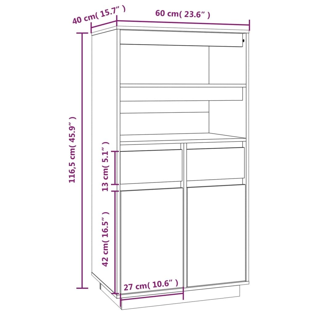 Ντουλάπι Ψηλό Γκρι 60x40x116