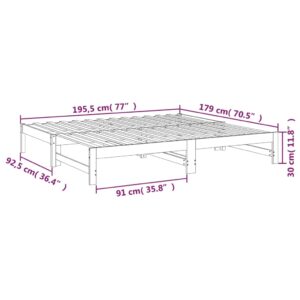 Καναπές Κρεβάτι Συρόμενος Γκρι 2x(90x190) εκ. Μασίφ Ξύλο Πεύκου