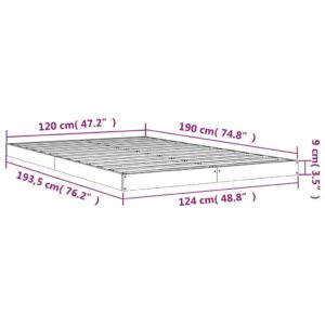 Πλαίσιο Κρεβατιού Γκρι 120x190 εκ. Μασίφ Πεύκο 4FT Small Double