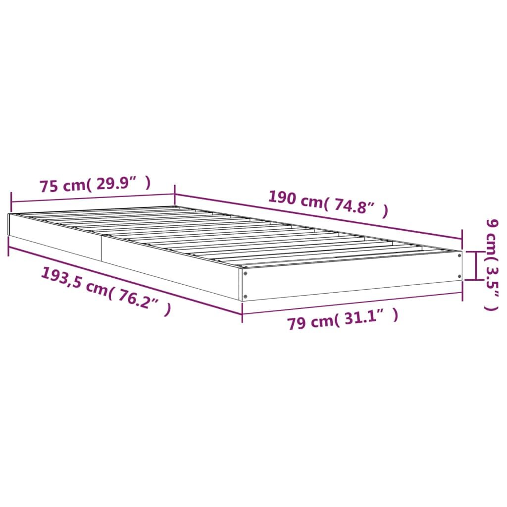 Πλαίσιο Κρεβατιού Μαύρο 75x190 εκ Μασίφ Πεύκο 2FT6 Small Single