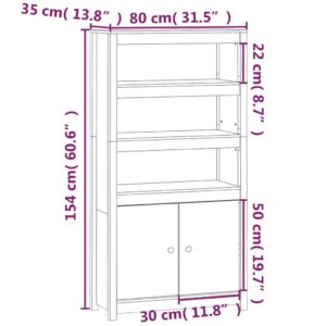 Μπουφές Λευκός 80x35x154 εκ. από Μασίφ Ξύλο Πεύκου