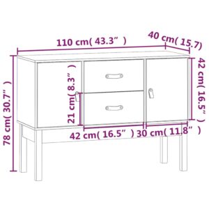 Ντουλάπι Καφέ Μελί 110 x 40 x 78 εκ. από Μασίφ Ξύλο Πεύκου