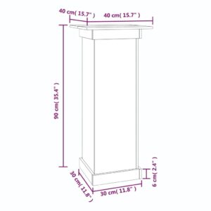 Βάση Λουλουδιών Γκρι 40x40x90 εκ. από Μασίφ Ξύλο Πεύκου