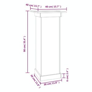 Βάση Λουλουδιών Γκρι 40x40x90 εκ. από Μασίφ Ξύλο Πεύκου