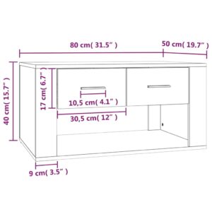 Τραπεζάκι Σαλονιού Γκρι Sonoma 80x50x40 εκ.Επεξεργασμένο Ξύλο