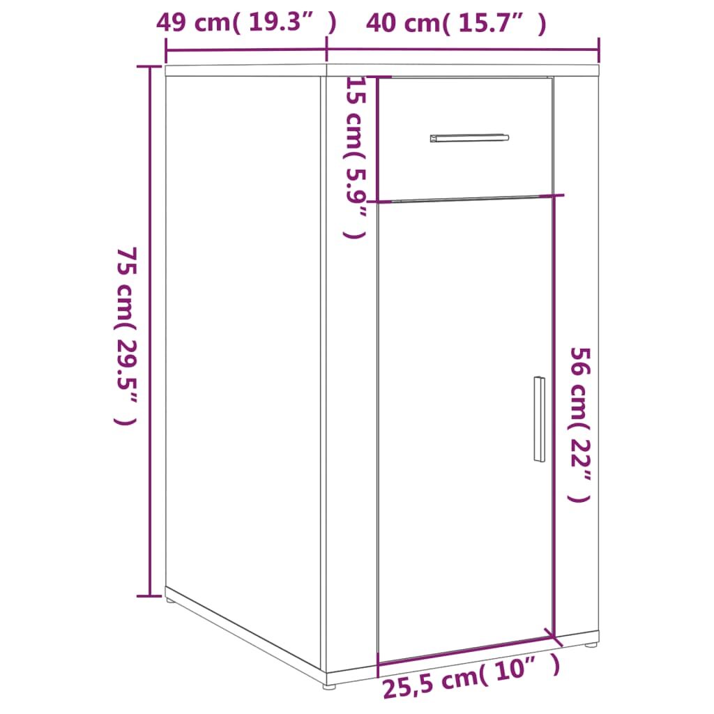 Ντουλάπι Γραφείου Γυαλ. Λευκό 40x49x75 εκ. Επεξεργασμένο Ξύλο