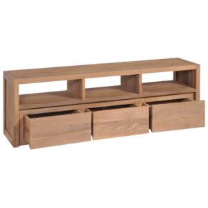 Έπιπλο Τηλεόρασης 120x30x40 εκ Μασίφ Ξύλο Teak/Φυσικό Φινίρισμα