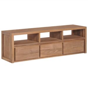 Έπιπλο Τηλεόρασης 120x30x40 εκ Μασίφ Ξύλο Teak/Φυσικό Φινίρισμα