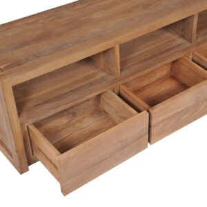 Έπιπλο Τηλεόρασης 120x30x40 εκ Μασίφ Ξύλο Teak/Φυσικό Φινίρισμα