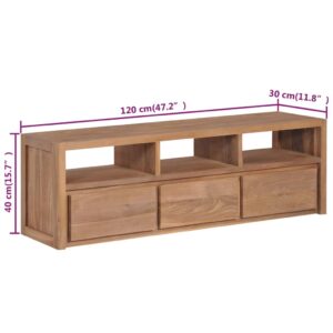 Έπιπλο Τηλεόρασης 120x30x40 εκ Μασίφ Ξύλο Teak/Φυσικό Φινίρισμα