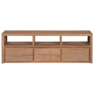 Έπιπλο Τηλεόρασης 120x30x40 εκ Μασίφ Ξύλο Teak/Φυσικό Φινίρισμα