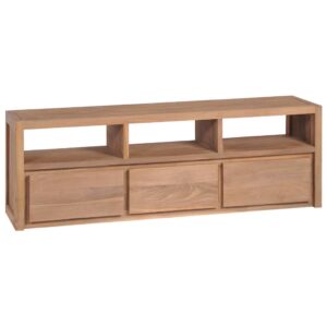 Έπιπλο Τηλεόρασης 120x30x40 εκ Μασίφ Ξύλο Teak/Φυσικό Φινίρισμα