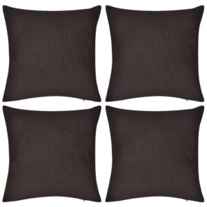 130915 4 Brown Cushion Covers Cotton 80 x 80 cm