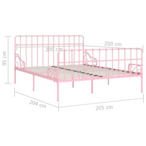 Πλαίσιο Κρεβατιού με Τελάρο Ροζ 200 x 200 εκ. Μεταλλικό