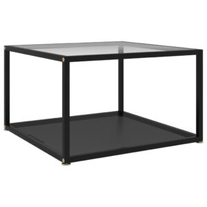 322891  Coffee Table Transparent and Black 60x60x35 cm Tempered Glass