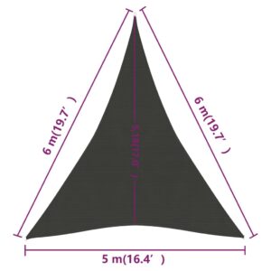 Πανί Σκίασης Ανθρακί 5 x 6 x 6 μ. από HDPE 160 γρ./μ²