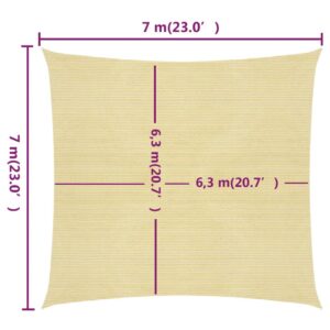 Πανί Σκίασης Μπεζ 7 x 7 μ. από HDPE 160 γρ./μ²