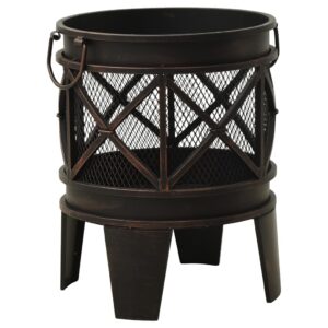 313637  Rustic Fire Pit with Poker Φ42x54 cm Steel