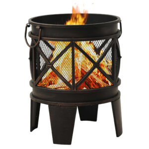 313637  Rustic Fire Pit with Poker Φ42x54 cm Steel