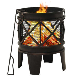 313637  Rustic Fire Pit with Poker Φ42x54 cm Steel