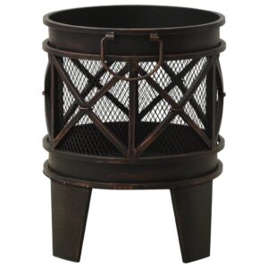 313637  Rustic Fire Pit with Poker Φ42x54 cm Steel