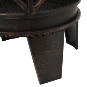 313637  Rustic Fire Pit with Poker Φ42x54 cm Steel