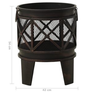 313637  Rustic Fire Pit with Poker Φ42x54 cm Steel