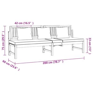 Καναπές Κρεβάτι 200x60x75 εκ. Μασίφ Ακακία με Γκρι Μαξιλάρι