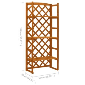 Βάση Φυτών με Καφασωτό Πορτοκαλί 60x30x140 εκ Μασίφ Ξύλο Ελάτης