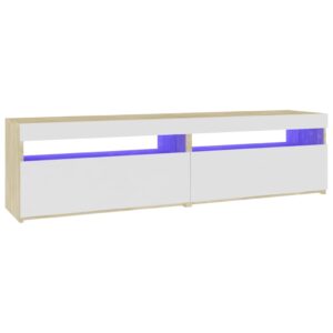 Έπιπλο Τηλεόρασης με LED 2 τεμ. Λευκά/Sonoma Δρυς 75x35x40 εκ.