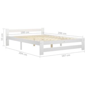 Πλαίσιο Κρεβατιού Λευκό 180 x 200 εκ. από Μασίφ Ξύλο Πεύκου