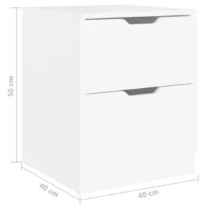 Κομοδίνα 2 τεμ. Λευκά 40 x 40 x 50 εκ. από Μοριοσανίδα