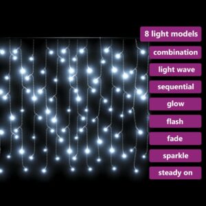 Κουρτίνα LED Φωτάκια Σταλακτίτες 10μ 400LED Ψυχρό Λευκό 8 Λειτ.