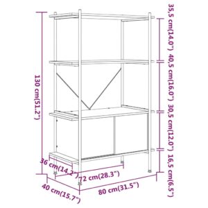 Ραφιέρα 4 Επιπέδων με Ντουλάπι 80x40x130 εκ. Ατσάλι/Επεξ. Ξύλο