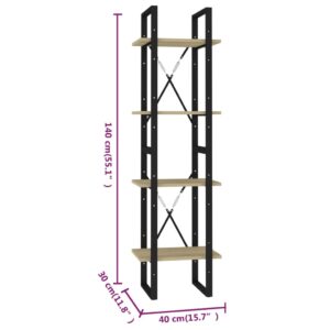 Βιβλιοθήκη με 4 Ράφια Sonoma Δρυς 40x30x140 εκ. από Μοριοσανίδα