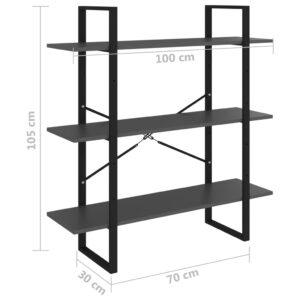 Βιβλιοθήκη Γκρι 100 x 30 x 105 εκ. από Μοριοσανίδα