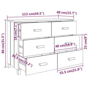 Συρταριέρα Λευκή 113 x 40 x 80 εκ. από Μασίφ Ξύλο Πεύκου