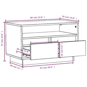 Έπιπλο Τηλεόρασης Λευκό 60 x 35 x 37 εκ. από Μασίφ Ξύλο Πεύκου