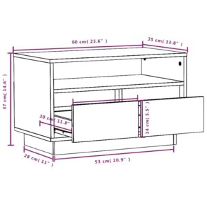 Έπιπλο Τηλεόρασης Γκρι 60 x 35 x 37 εκ. από Μασίφ Ξύλο Πεύκου