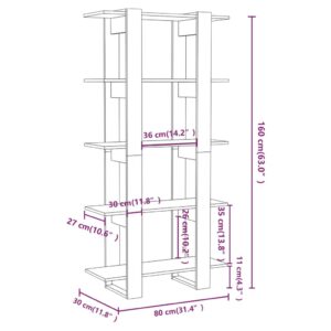 Βιβλιοθήκη/Διαχωριστικό Χώρου Μαύρο 80x30x160 εκ. Μοριοσανίδα